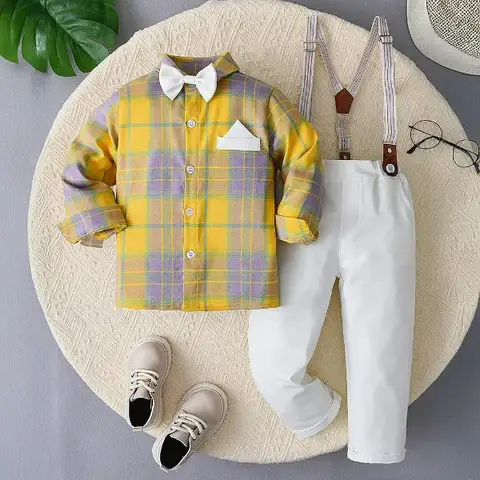 Three Piece Set with Shirt Trouser and Bow